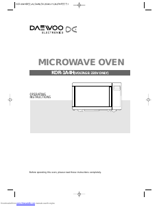 Manual Daewoo KOR-1A4H Microwave