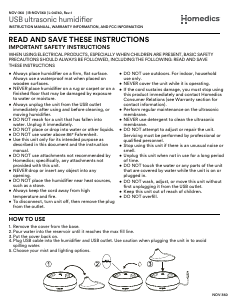 Handleiding Homedics NOV-360 Luchtbevochtiger