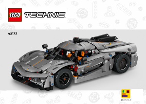 Manual Lego set 42173 Technic Koenigsegg Jesko Absolut grey hypercar