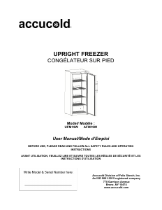 Handleiding Accucold AFM19W Vriezer