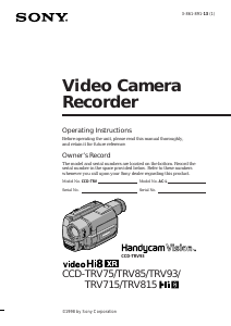 Manual Sony CCD-TRV93 Camcorder