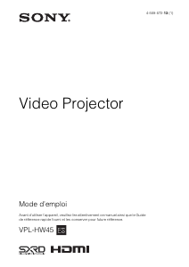 Mode d’emploi Sony VPL-HW45 Projecteur