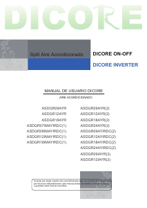 Manual de uso Dicore ASDGR18AYIRDC(2) Aire acondicionado