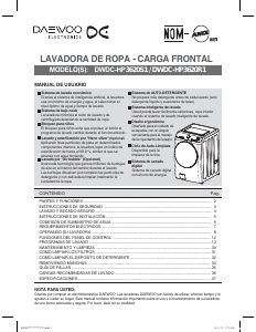 Manual de uso Daewoo DWDC-HP3620R1 Lavadora