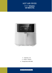Manual Heinner HAF-B6WH17SQ Friteuză
