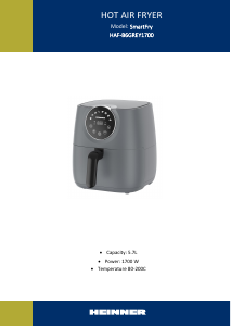 Használati útmutató Heinner HAF-B6GREY1700 Olajsütő