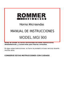 Manual de uso Rommer MGI 900 Microondas