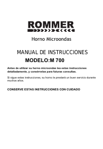 Manual de uso Rommer M700 Microondas
