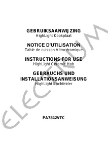 Mode d’emploi Electrum PA7842VTC Table de cuisson