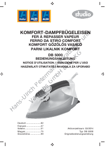 Bedienungsanleitung Studio DB 5000 Bügeleisen