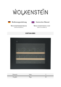 Bedienungsanleitung Wolkenstein EWTS64-28ED Weinklimaschrank
