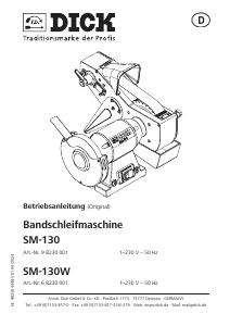 Bedienungsanleitung Dick SM-130 Bandschleifer