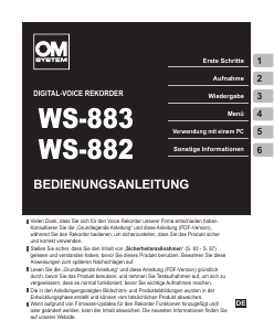 Bedienungsanleitung Olympus WS-882 Diktiergerät