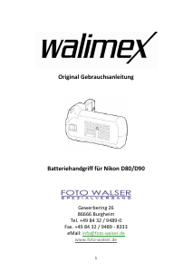 Bedienungsanleitung Walimex Nikon D90 Batteriegriff