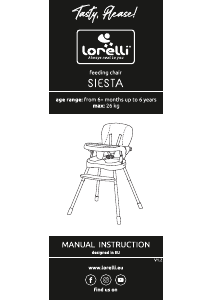 Наръчник Lorelli Siesta Бебешко столче за хранене