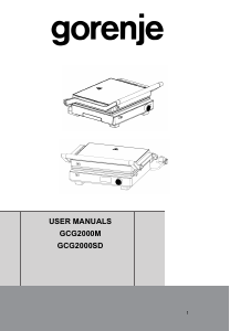Руководство Gorenje GCG2000SD Контактный гриль