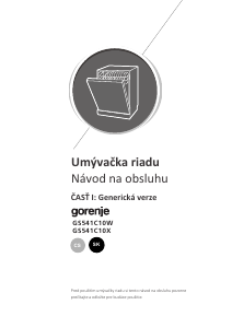 Návod Gorenje GS541C10W Umývačka riadu