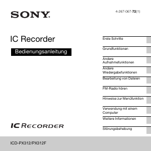 Bedienungsanleitung Sony ICD-PX312 Diktiergerät