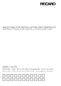Priročnik Recaro Zero.1 Elite i-Size Avto sedež