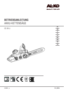 Bedienungsanleitung AL-KO CS 36 Li Kettensäge