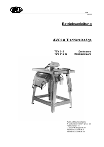 Bedienungsanleitung Avola TZV 315 W Tischsäge