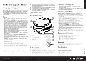 Bruksanvisning Clas Ohlson SW237 Cupcakemaskin