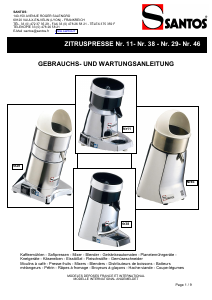 Bedienungsanleitung Santos 38 Zitruspresse