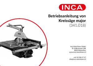 Manual Inca 341.018 Major Table Saw