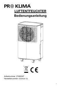 Bedienungsanleitung Proklima D020R2A-10L Luftentfeuchter