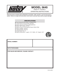 Manual Hotsy 5645 Pressure Washer