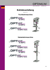 Bedienungsanleitung Optimum B 23Pro Vario Optidrill Tischbohrmaschine