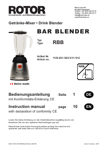 Handleiding Rotor 1125.001 Blender