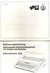 Bedienungsanleitung Erika 3006 Schreibmaschine