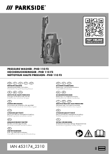 Manuál Parkside IAN 453174 Tlaková myčka