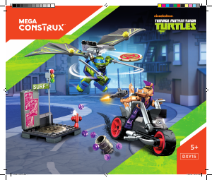 Handleiding Mega Construx set DXY15 Turtles Leo turtle Glider-achtervolging