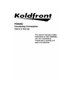Manual Koldfront PDW45E Dishwasher