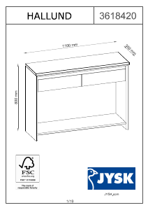 Manual JYSK Hallund Mesa de apoio