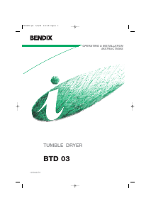 Bruksanvisning Bendix BTD 03 Torktumlare