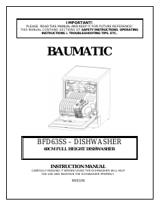 Handleiding Baumatic BFD63SS Vaatwasser