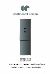 Mode d’emploi Continental Edison CEFC251NFBD Réfrigérateur combiné