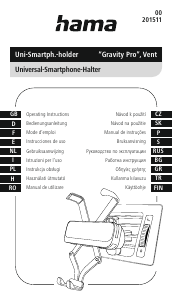 Bruksanvisning Hama 00201511 Gravity Pro Mobilhållare