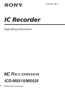 Manual Sony ICD-MS515 Audio Recorder