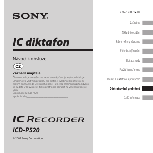 Manuál Sony ICD-P520 Audiozáznamník