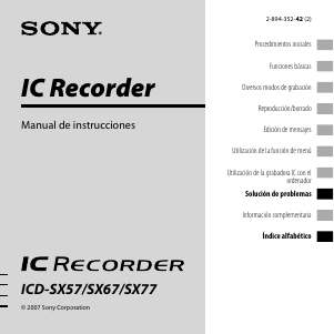 Manual de uso Sony ICD-SX57 Grabadora de voz