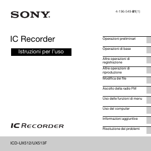 Manuale Sony ICD-UX513F Registratore vocale