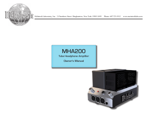Manual McIntosh MHA200 Amplifier