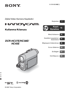 Kullanım kılavuzu Sony DCR-HC37E Kaydedici kamera