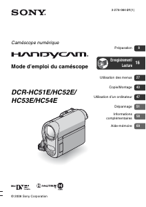 Mode d’emploi Sony DCR-HC51E Caméscope