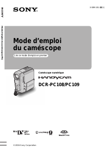 Mode d’emploi Sony DCR-PC109E Caméscope