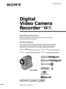 Manual Sony DCR-PC115E Camcorder